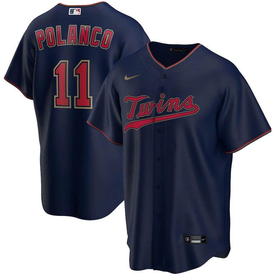 Mens Minnesota Twins #11 Jorge Polanco Nike Navy Alternate Replica Player Name MLB Jerseys->minnesota twins->MLB Jersey
